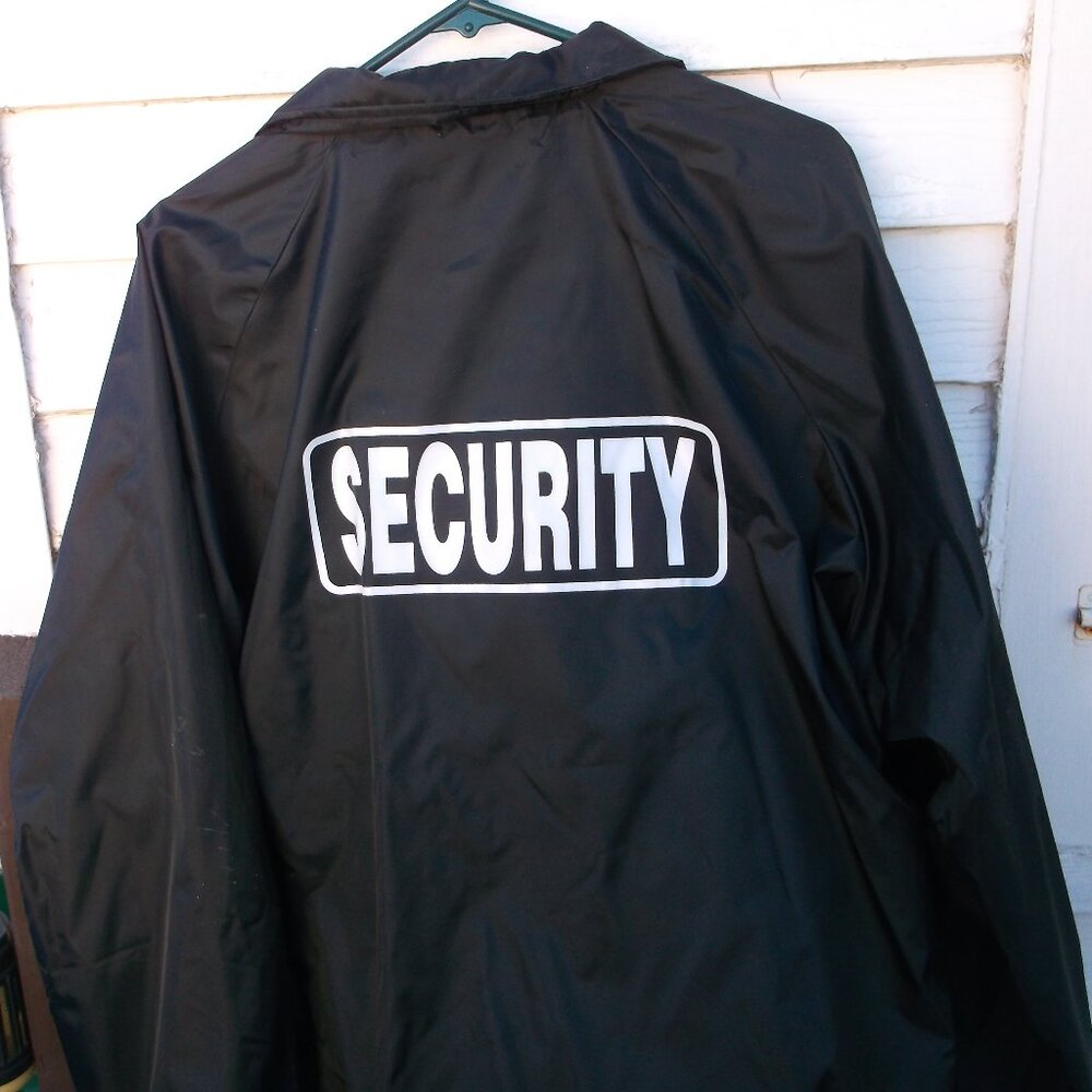 Security Bundle – Unisex 2X Black Jacket + Plastic Badge + USA Flag pin - Picture 3 of 7